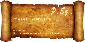 Preisz Szabolcs névjegykártya